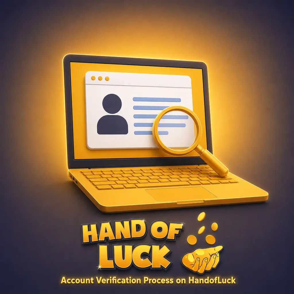 Account verification steps on HandofLuck showing ID, proof of address, and payment method checks for UK players