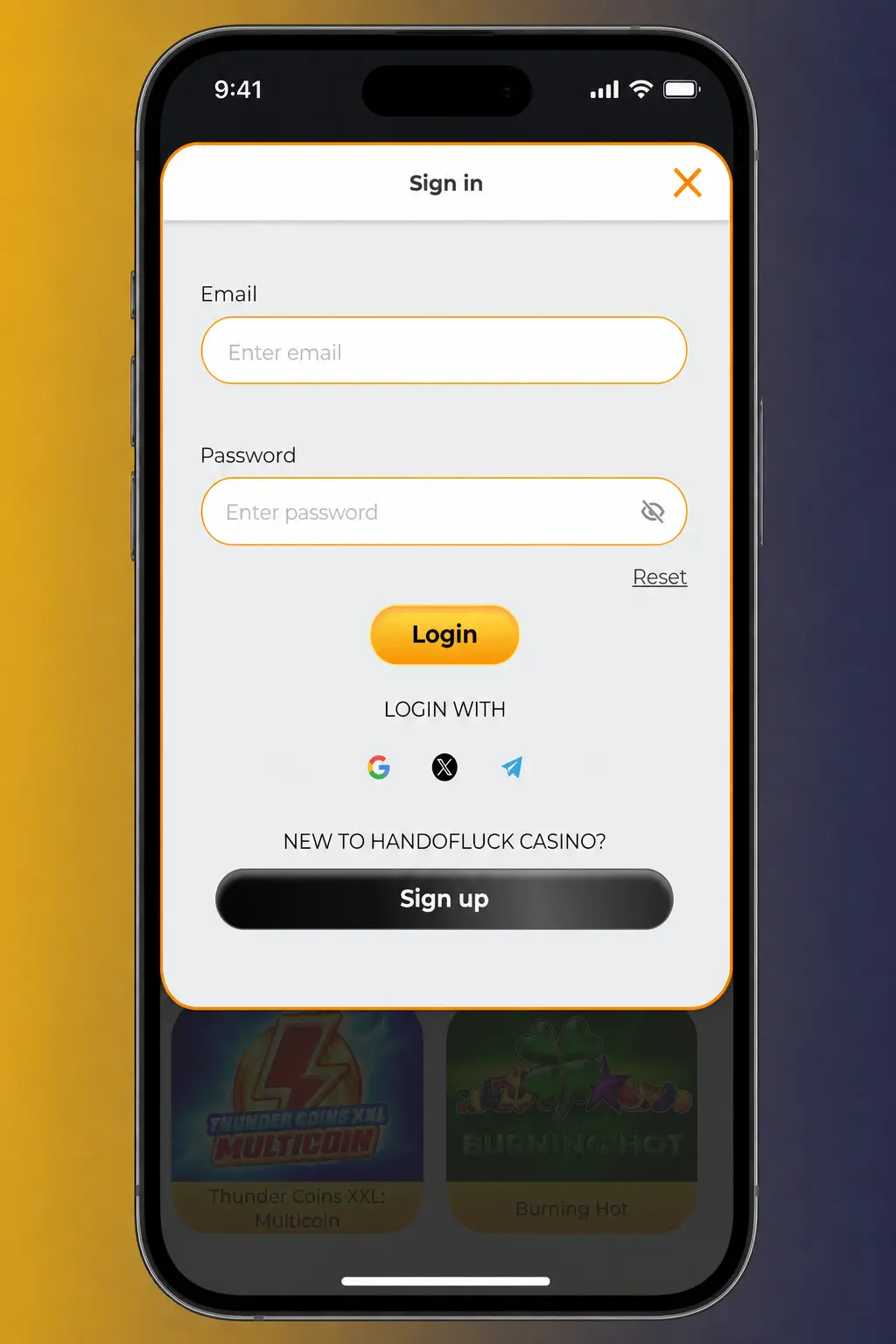 Deposit instructions screenshot for HandofLuck showing Cashier steps for UK users using Visa, Mastercard or Crypto+