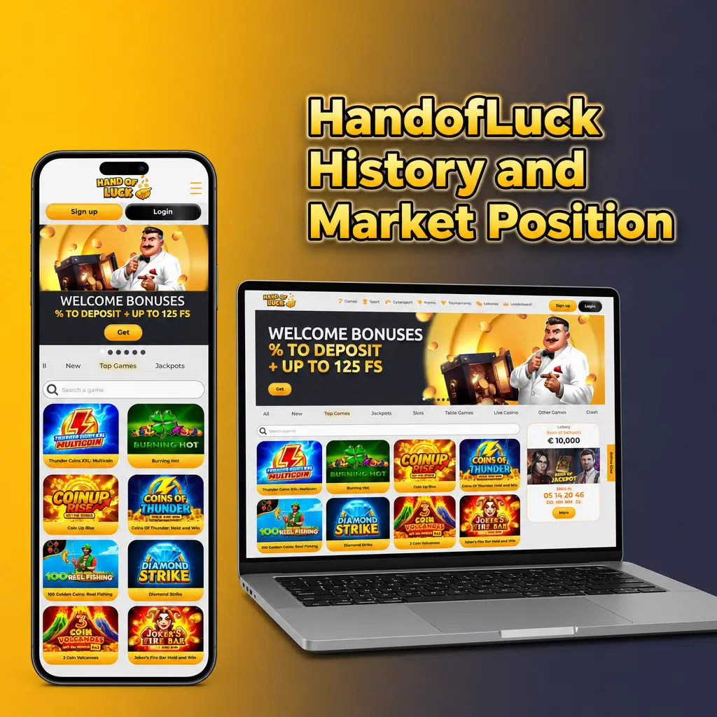 HandofLuck online casino and sportsbook licensed in Curacao, offering sports betting, casino games and a four-deposit welcome package.