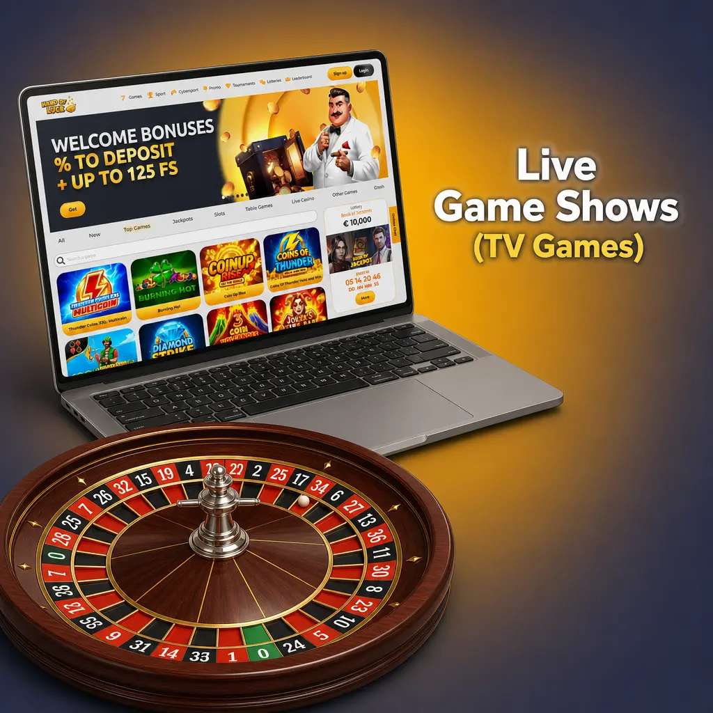 Live TV game shows at HandofLuck: Crazy Time, Monopoly Live, Deal or No Deal, Mega Ball, Dream Catcher, Football Studio.