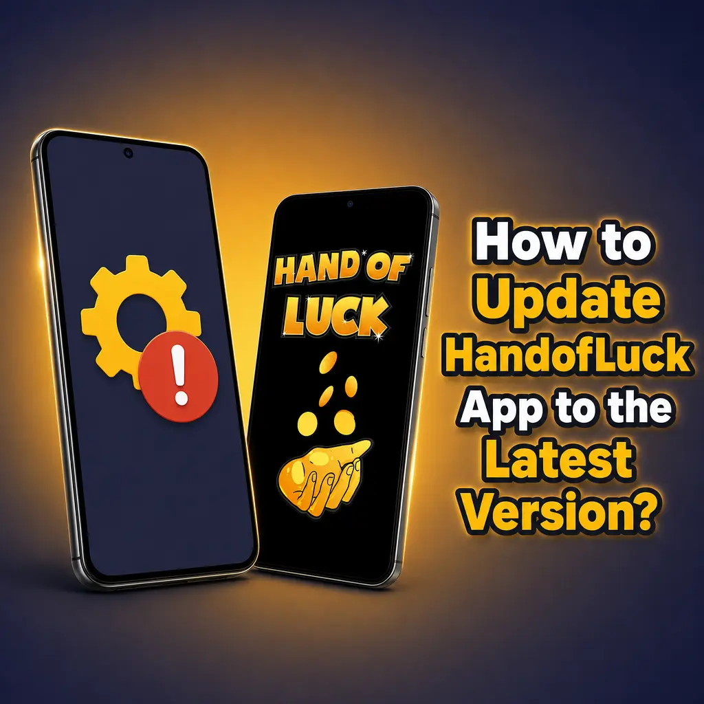 Steps to update the HandofLuck Android app to the latest version, including download, install, and restart process.