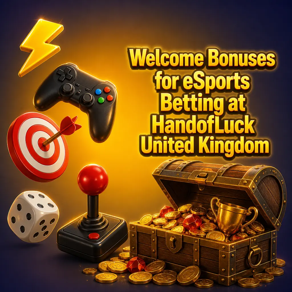 HandofLuck UK welcome bonus package with free spins and deposit match offers for esports betting and slot games