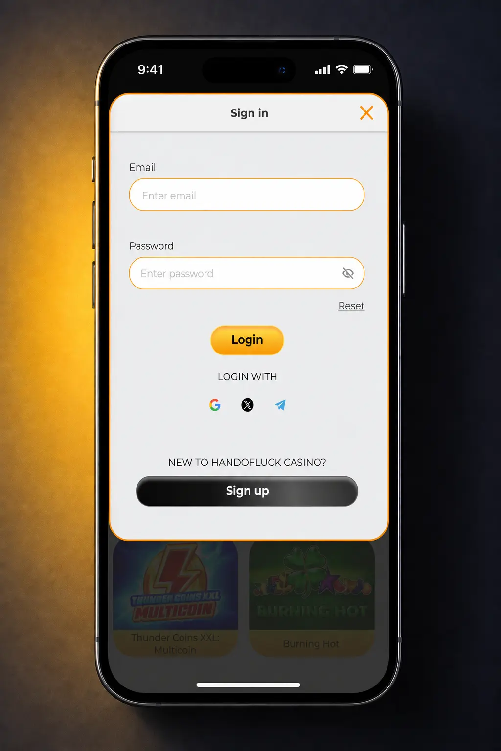 Step-by-step guide showing how to withdraw money from HandofLuck via the Cashier's Withdrawal tab.